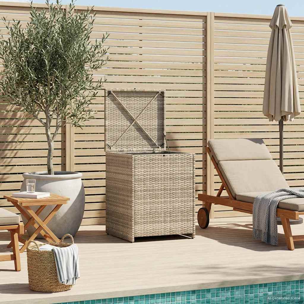 vidaXL Kissenbox Hellgrau 55 x 55 x 69 cm Poly-Rattan