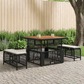 vidaXL Garten Essgruppe mit Kissen 3 pcs Beige und Creme Poly-Rattan