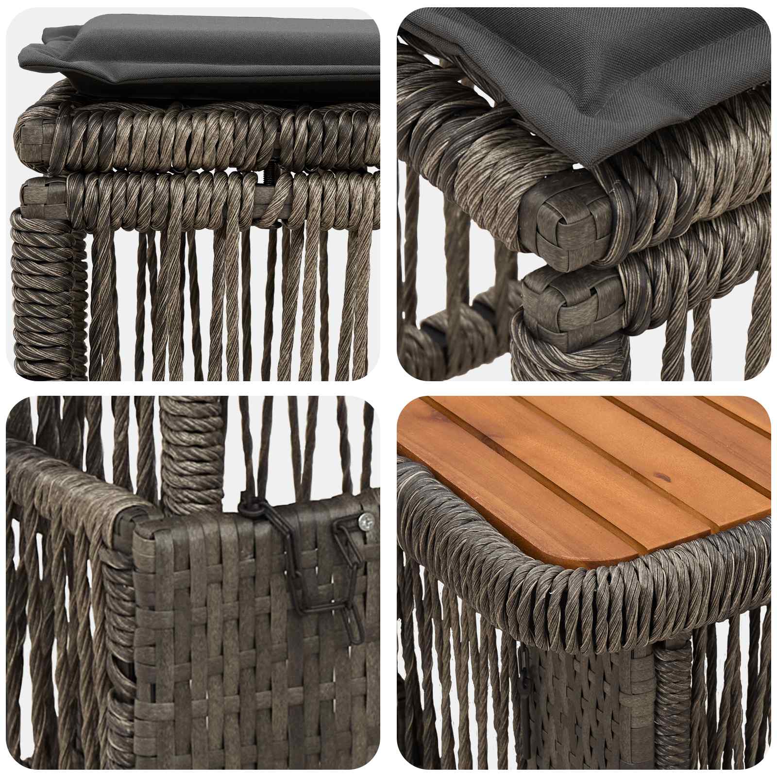 vidaXL Garten Essgruppe 3 pcs Grau und Dunkelgrau Poly-Rattan