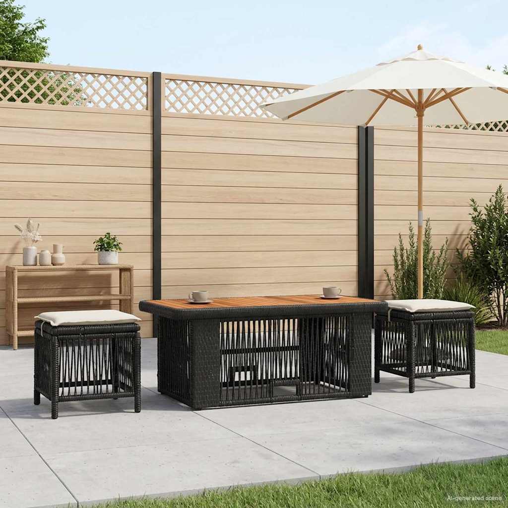 vidaXL Garten Essgruppe mit Kissen 4 pcs Schwarz und Creme Poly-Rattan