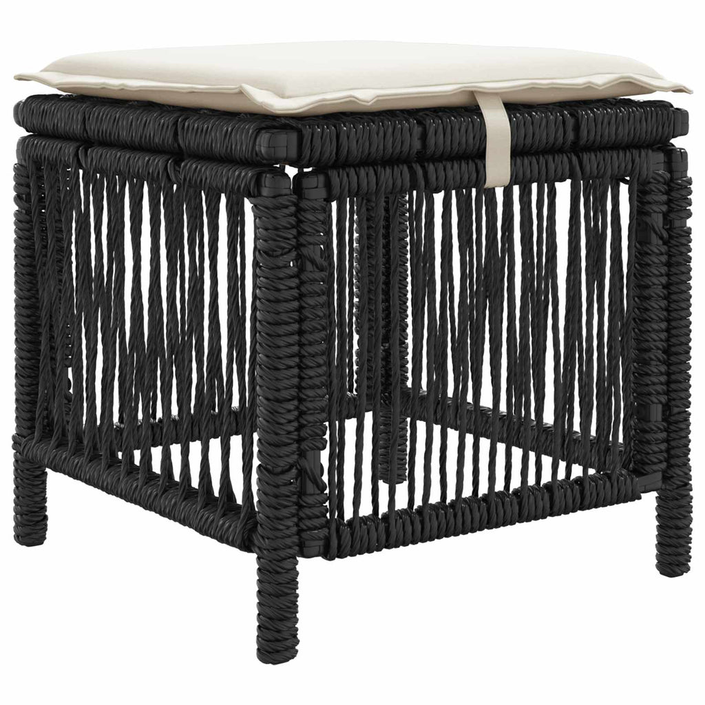 vidaXL Garten Essgruppe mit Kissen 4 pcs Schwarz und Creme Poly-Rattan