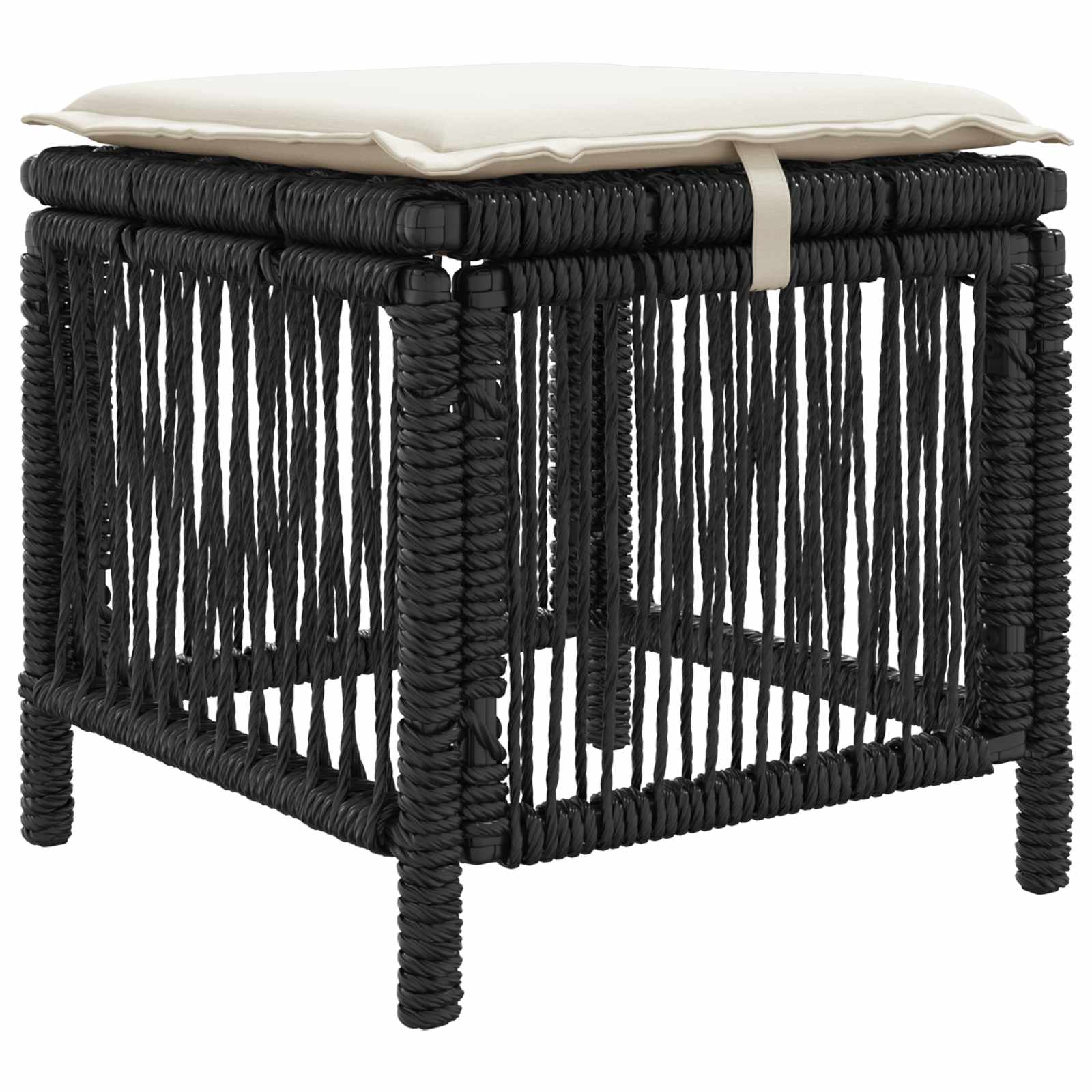 vidaXL Garten Essgruppe mit Kissen 4 pcs Schwarz und Creme Poly-Rattan