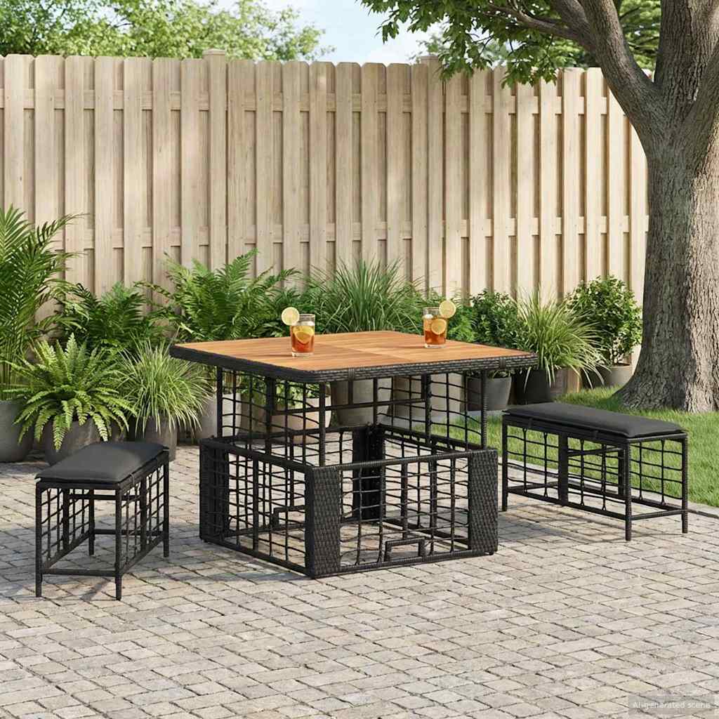 vidaXL Garten Essgruppe mit Kissen 3 pcs Schwarz und Grau