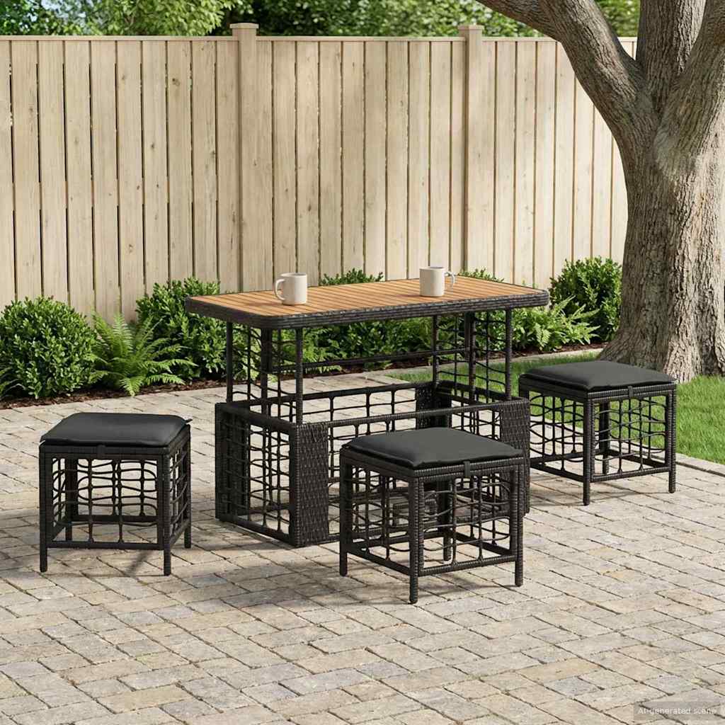 vidaXL Garten Essgruppe mit Kissen 4 pcs Schwarz und Grau