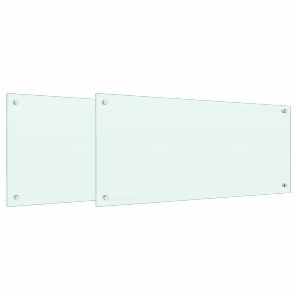 vidaXL Küchenrückwand 2 pcs Weiß 90 x 40 cm Gehärtetes Glas