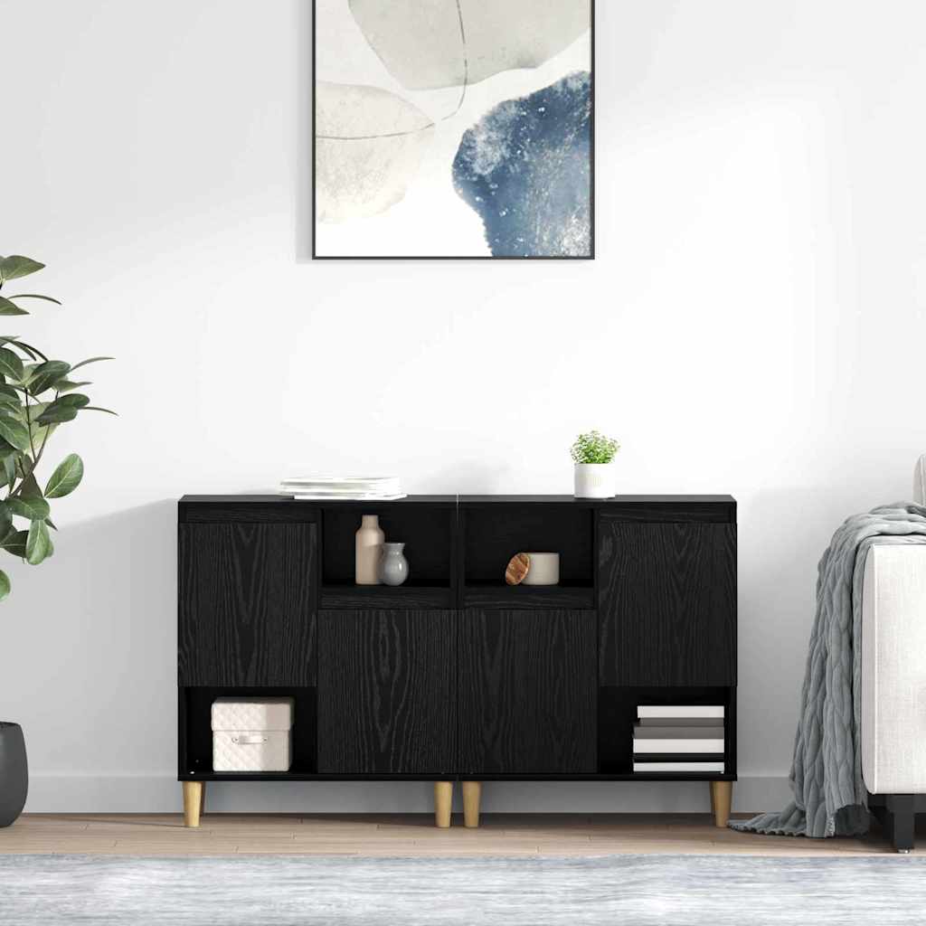 vidaXL Sideboards 2 pcs Schwarz Eichen-Optik 60 x 35 x 70 cm