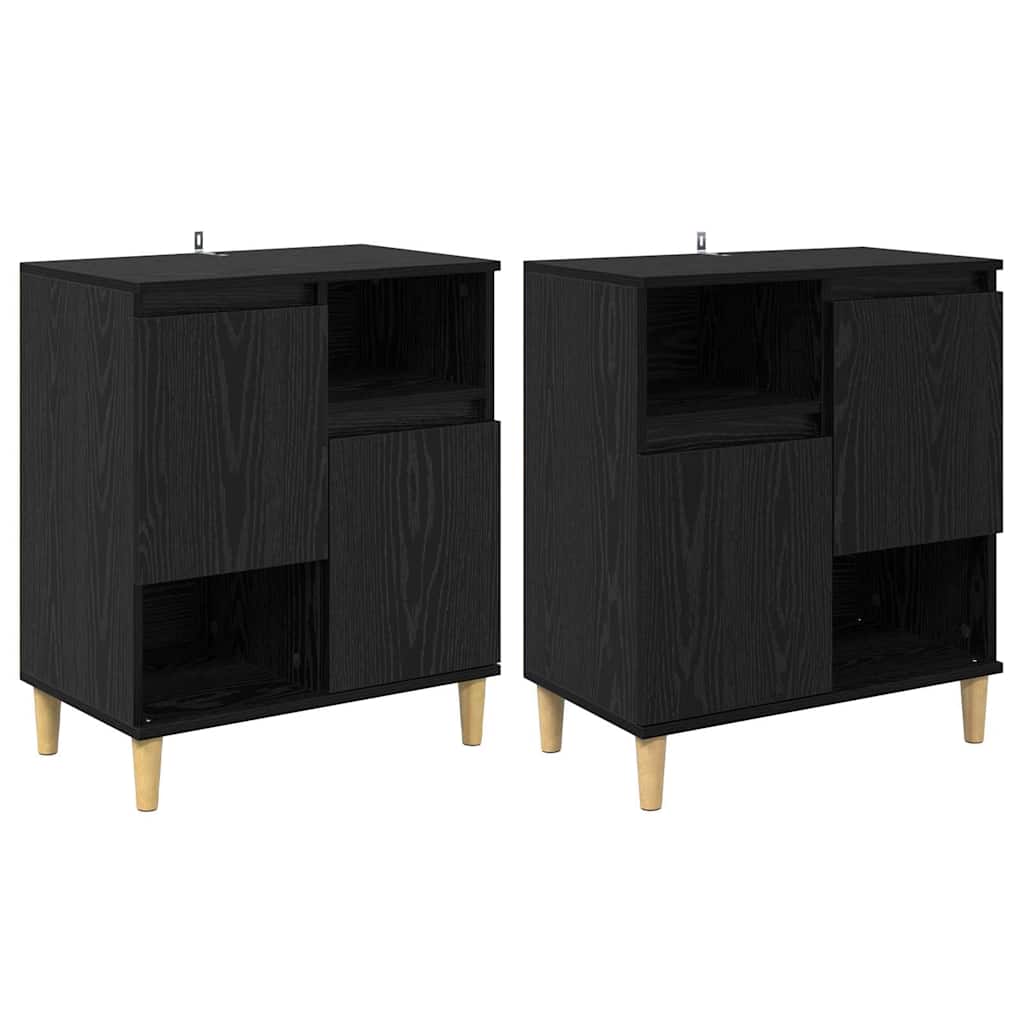 vidaXL Sideboards 2 pcs Schwarz Eichen-Optik 60 x 35 x 70 cm