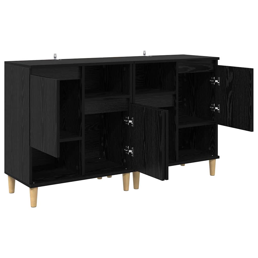 vidaXL Sideboards 2 pcs Schwarz Eichen-Optik 60 x 35 x 70 cm