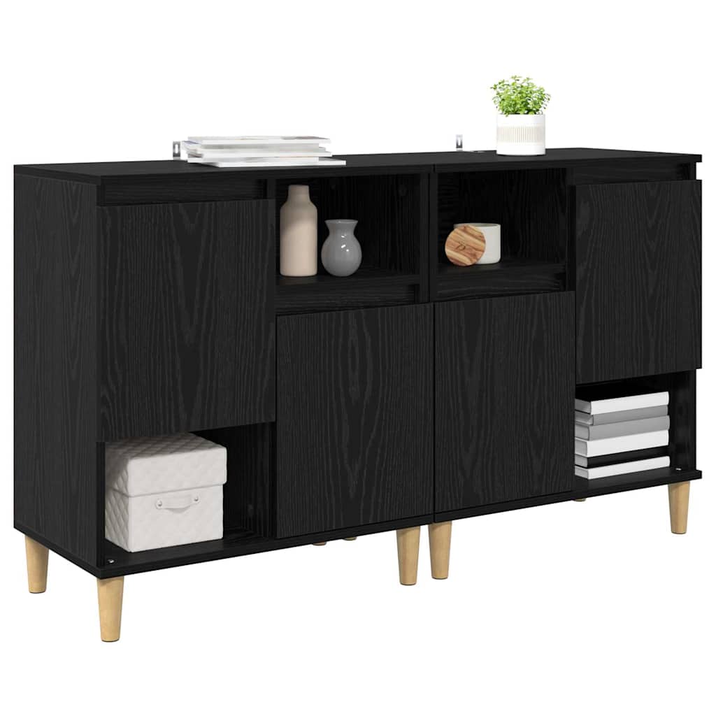 vidaXL Sideboards 2 pcs Schwarz Eichen-Optik 60 x 35 x 70 cm