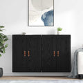 vidaXL Wandmontierter Schrank 2 pcs Schwarz Eichen-Optik Holzwerkstoff