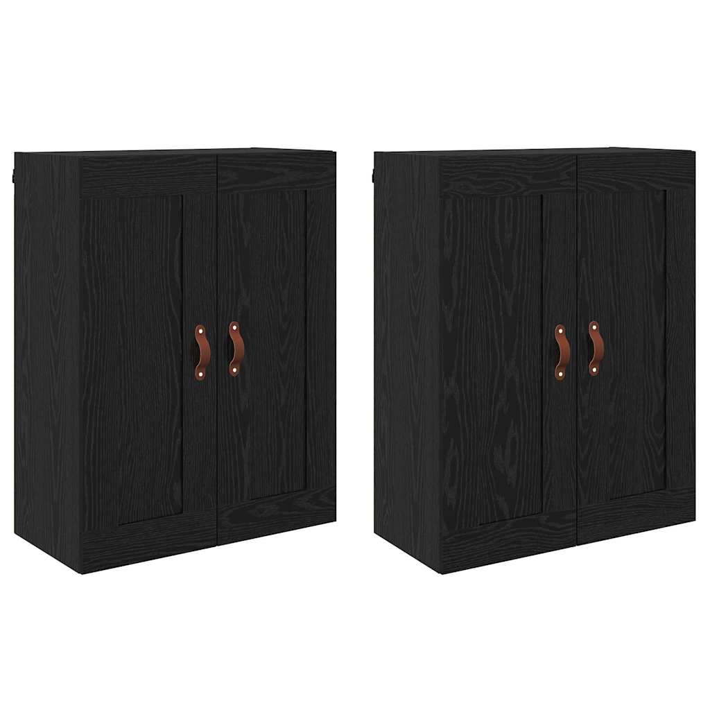 vidaXL Wandmontierter Schrank 2 pcs Schwarz Eichen-Optik Holzwerkstoff