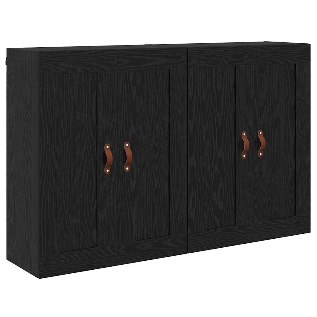 vidaXL Wandmontierter Schrank 2 pcs Schwarz Eichen-Optik Holzwerkstoff