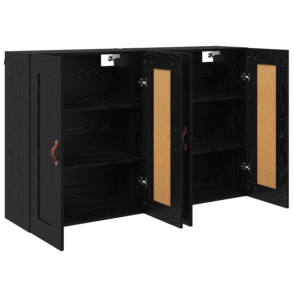 vidaXL Wandmontierter Schrank 2 pcs Schwarz Eichen-Optik Holzwerkstoff