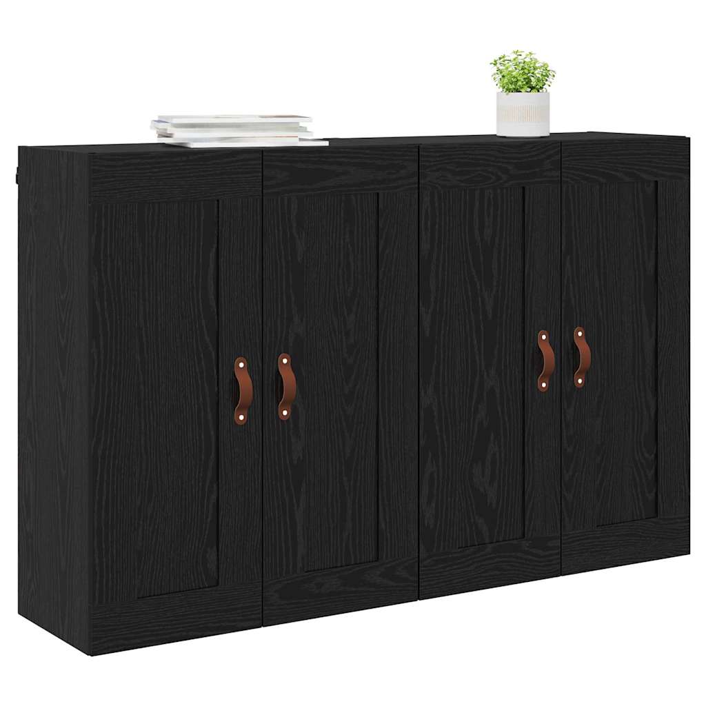 vidaXL Wandmontierter Schrank 2 pcs Schwarz Eichen-Optik Holzwerkstoff