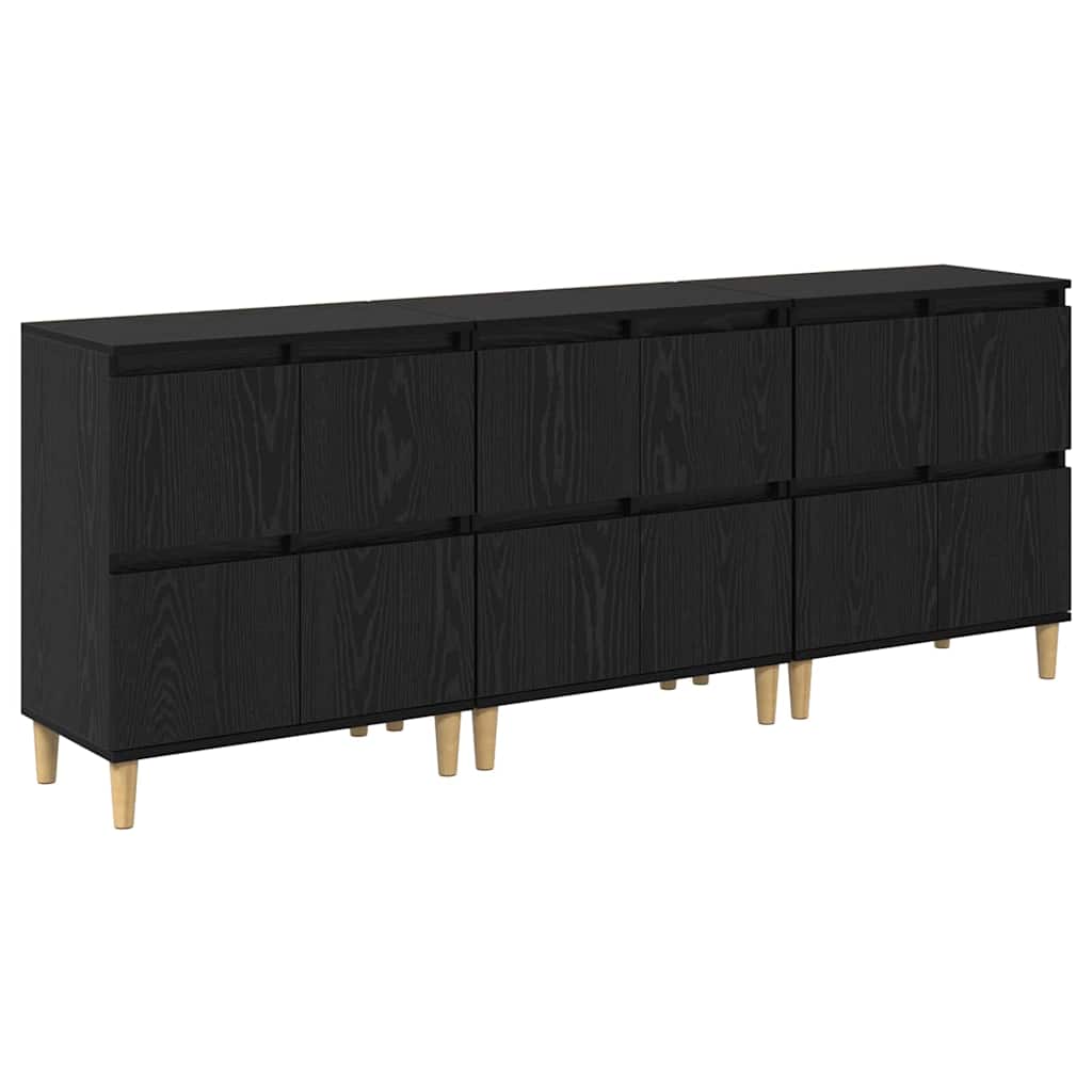 vidaXL Sideboards 3 pcs Schwarz Eichen-Optik 60 x 35 x 70 cm