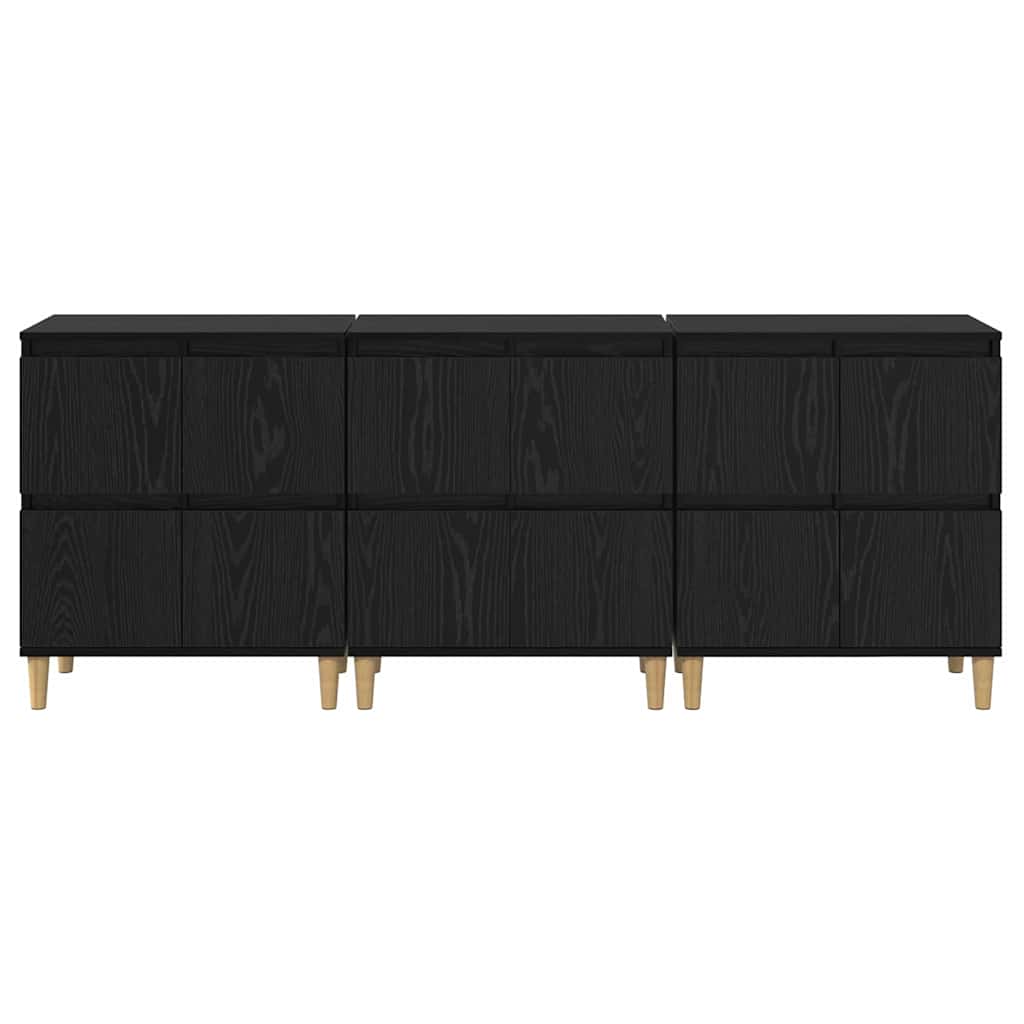 vidaXL Sideboards 3 pcs Schwarz Eichen-Optik 60 x 35 x 70 cm