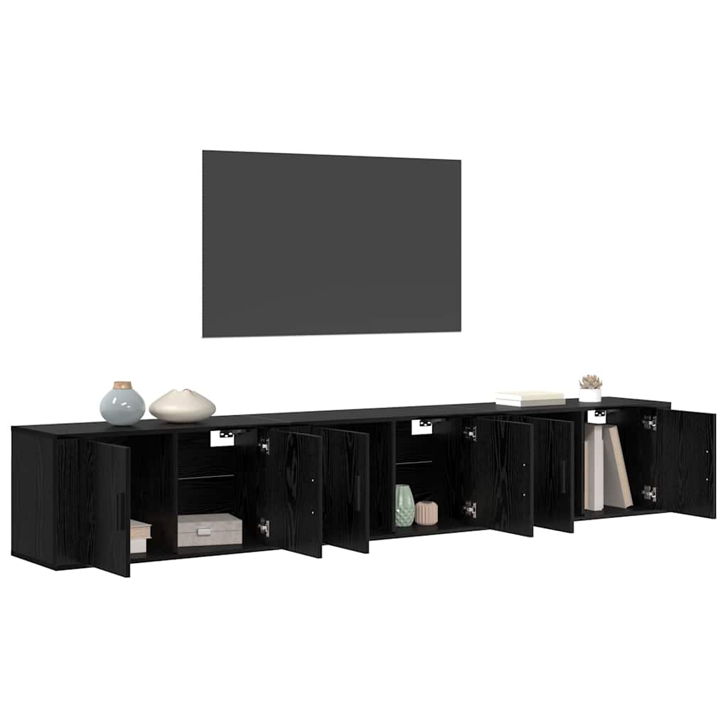 vidaXL Wand-TV-Schrank Set 3 pcs Schwarz Eichen-Optik Holzwerkstoff