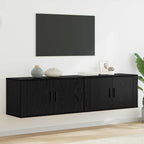 vidaXL Wand-TV-Schrank Set 2 pcs Schwarz Eichen-Optik Holzwerkstoff