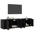 vidaXL Wand-TV-Schrank Set 2 pcs Schwarz Eichen-Optik Holzwerkstoff