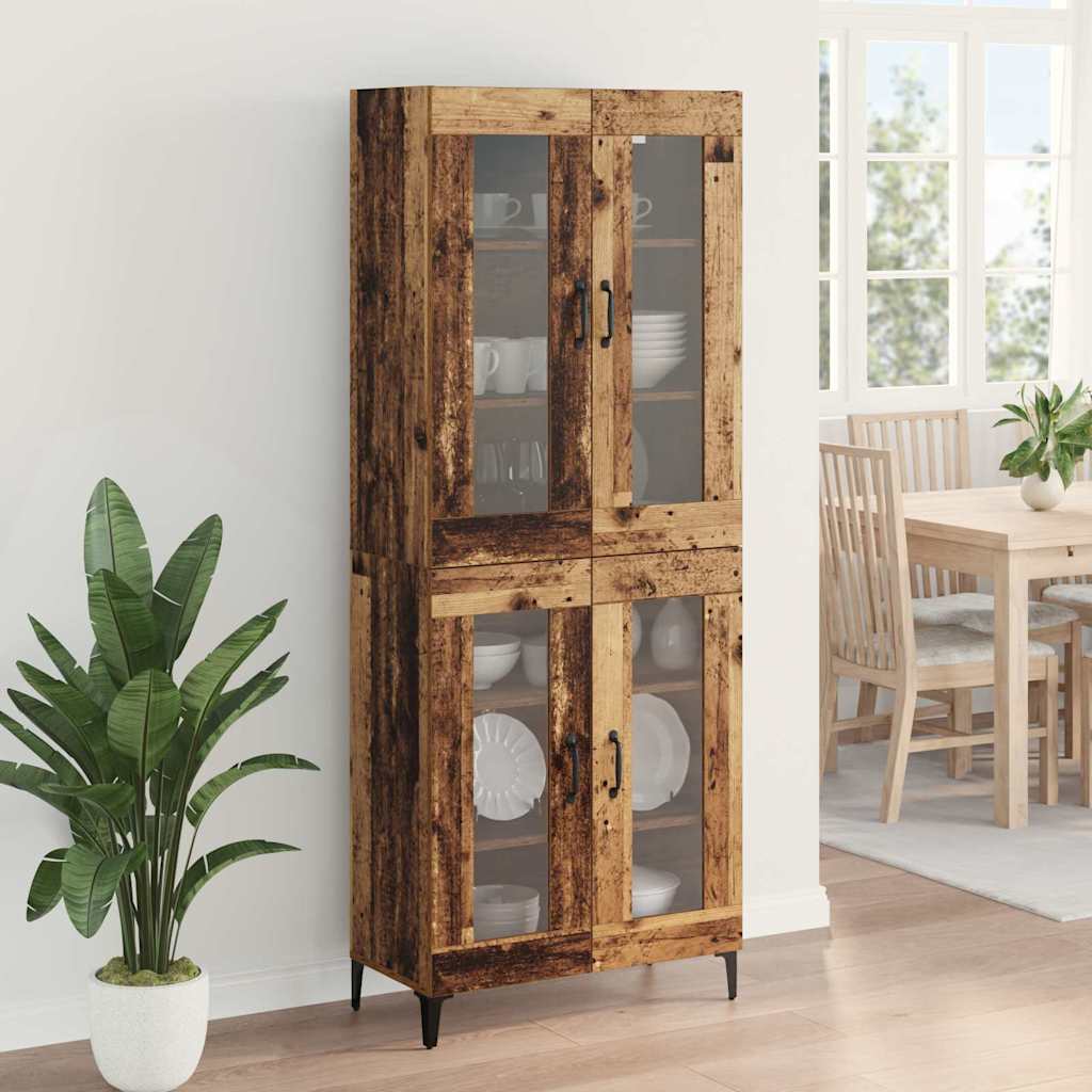 vidaXL Highboard Wandmontiert Altholz 69,5 x 34 x 180 cm Holzwerkstoff