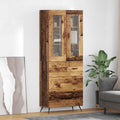 vidaXL Highboard Schrank mit Regal 2 Stücke Altholz Holzwerkstoff