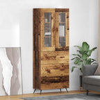vidaXL Highboard Schrank mit Regal 2 Stücke Altholz Holzwerkstoff