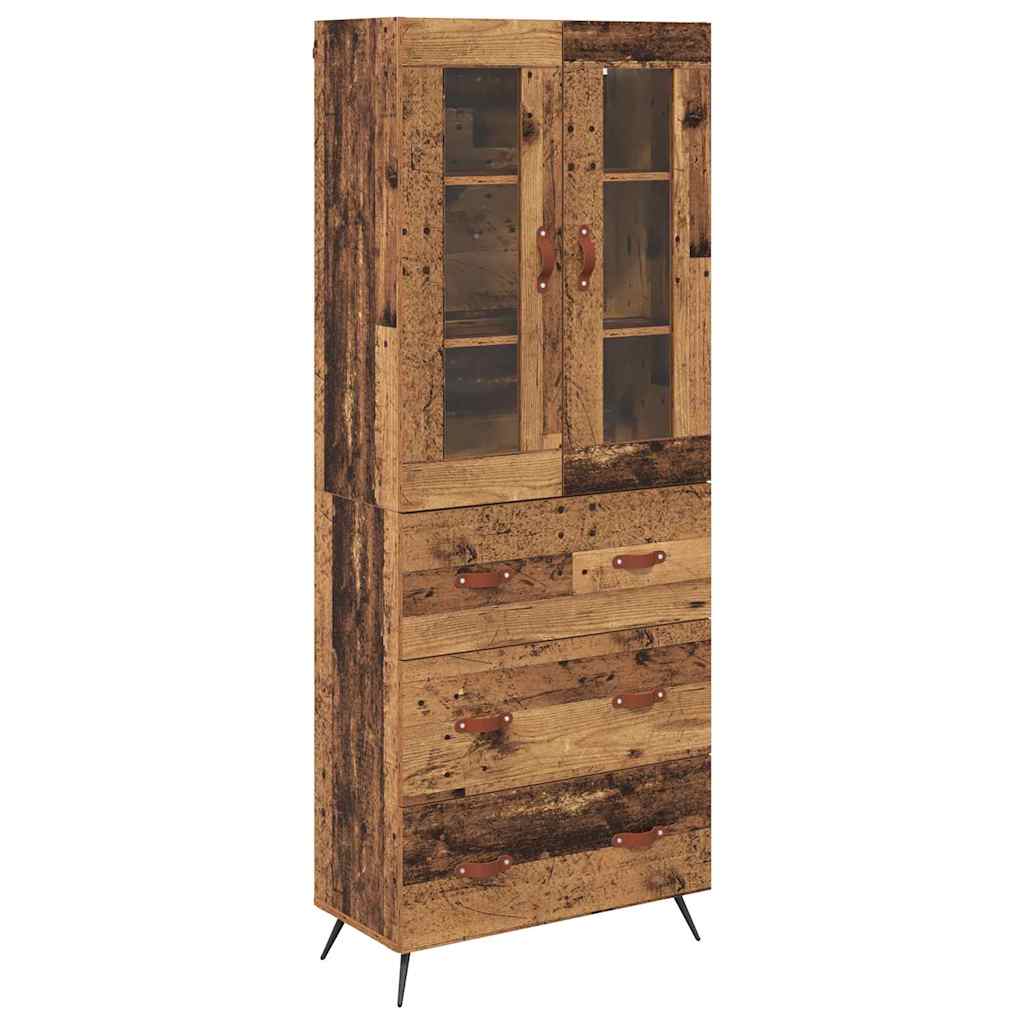 vidaXL Highboard Schrank mit Regal 2 Stücke Altholz Holzwerkstoff