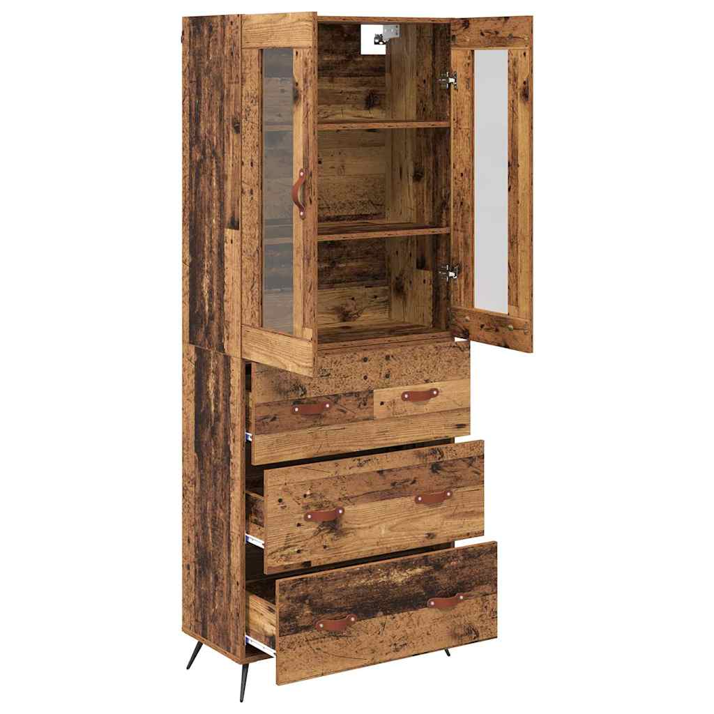 vidaXL Highboard Schrank mit Regal 2 Stücke Altholz Holzwerkstoff