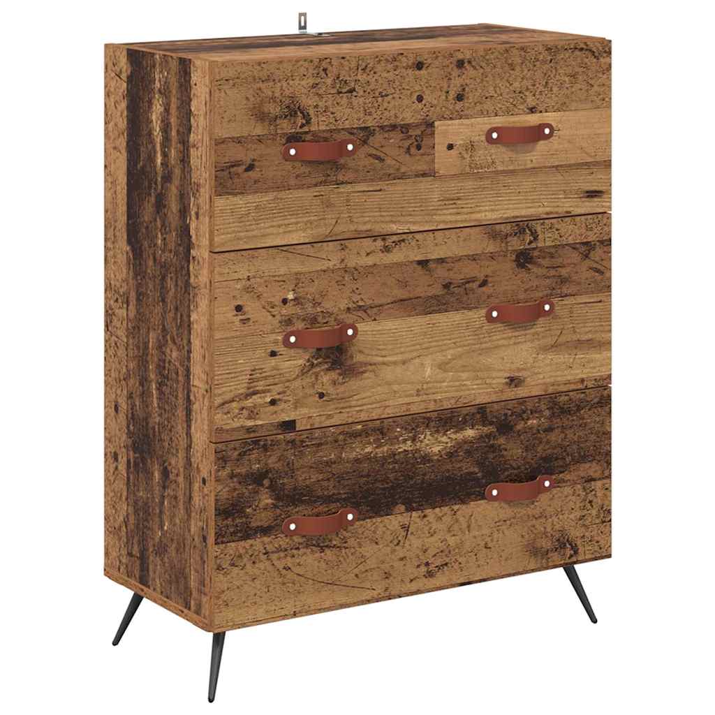 vidaXL Highboard Schrank mit Regal 2 Stücke Altholz Holzwerkstoff