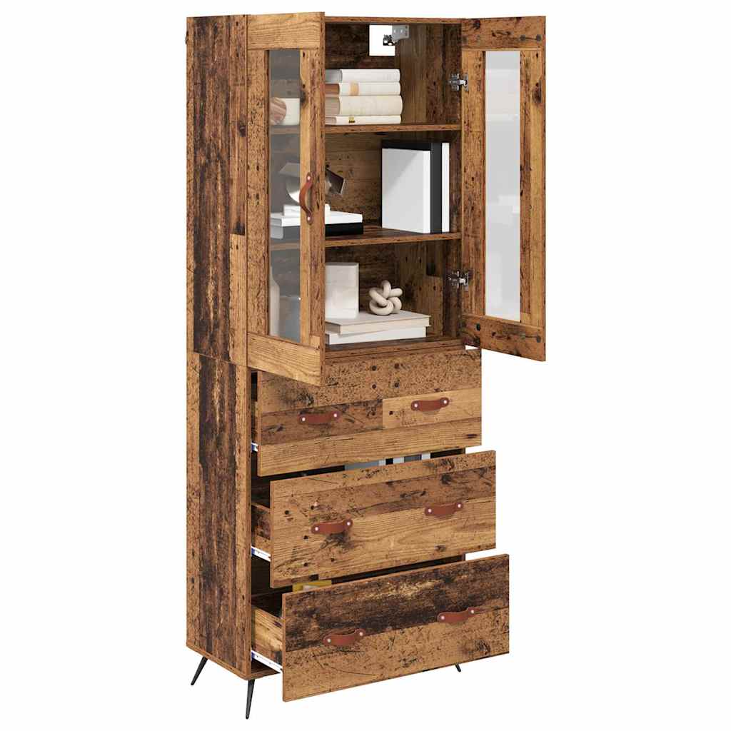 vidaXL Highboard Schrank mit Regal 2 Stücke Altholz Holzwerkstoff