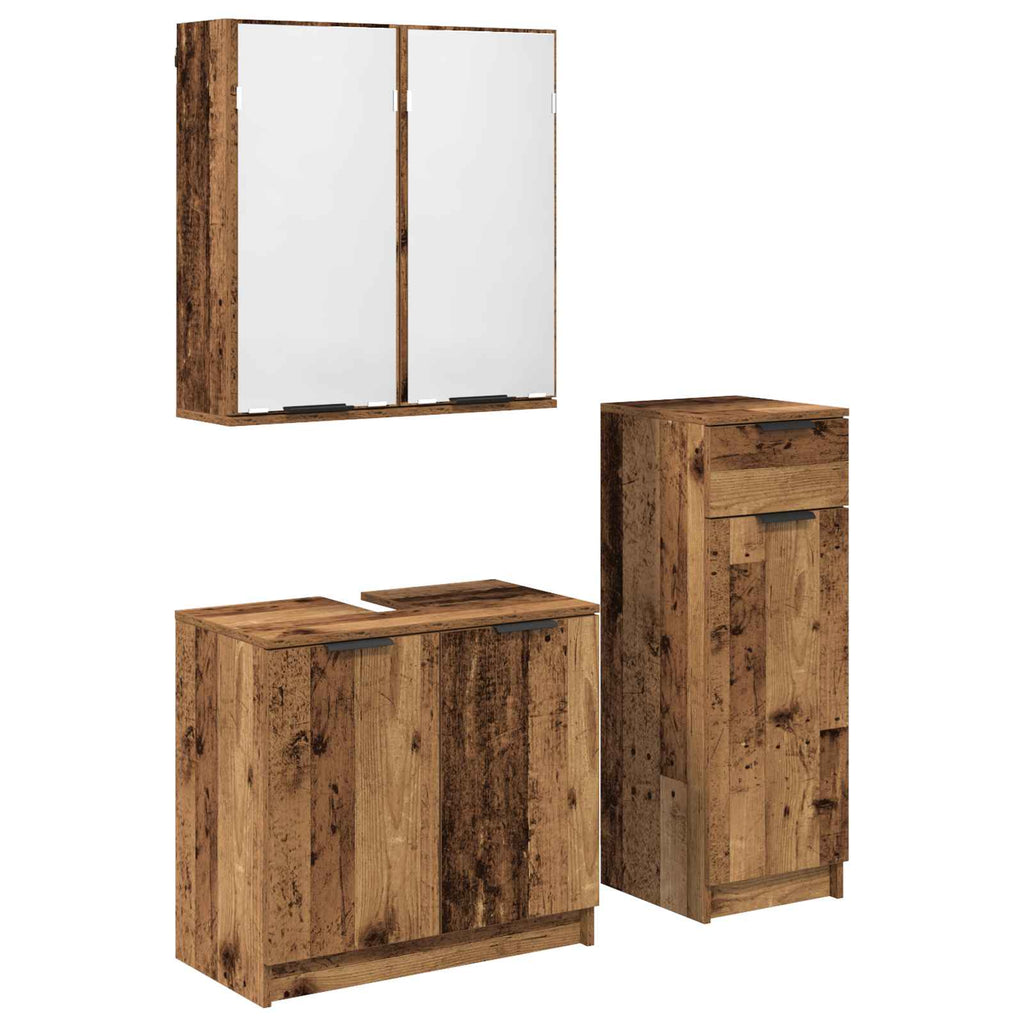 vidaXL Badezimmermöbel-Set mit Schubladen 3 pcs Altholz Holzwerkstoff