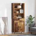 vidaXL Highboard Altholz 69,5 x 34 x 180 cm Engineered Wood und Glas