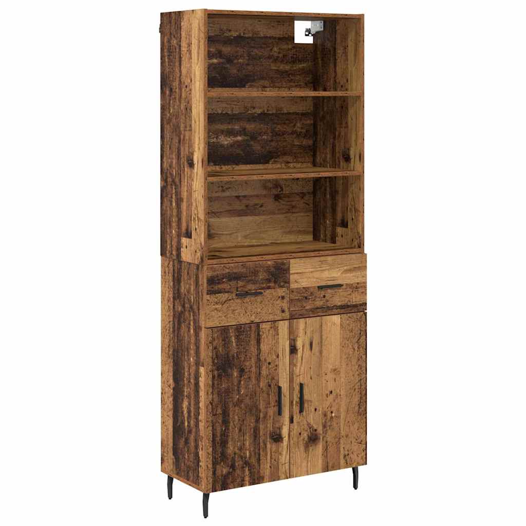 vidaXL Highboard Altholz 69,5 x 34 x 180 cm Engineered Wood und Glas