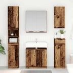 vidaXL Badezimmerschrank-Set mit Regal mit Tür Altholz Holzwerkstoff