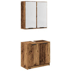 vidaXL Badezimmerschrank-Set mit Regal mit Tür Altholz Holzwerkstoff