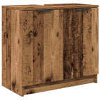 vidaXL Badezimmerschrank-Set mit Regal mit Tür Altholz Holzwerkstoff