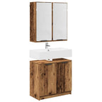 vidaXL Badezimmerschrank-Set mit Regal mit Tür Altholz Holzwerkstoff