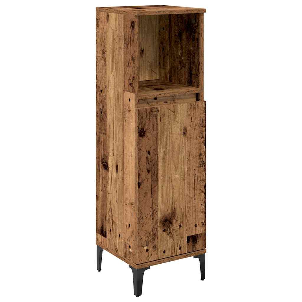 vidaXL Badezimmermöbel-Set mit Regal 3 pcs Altholz Holzwerkstoff