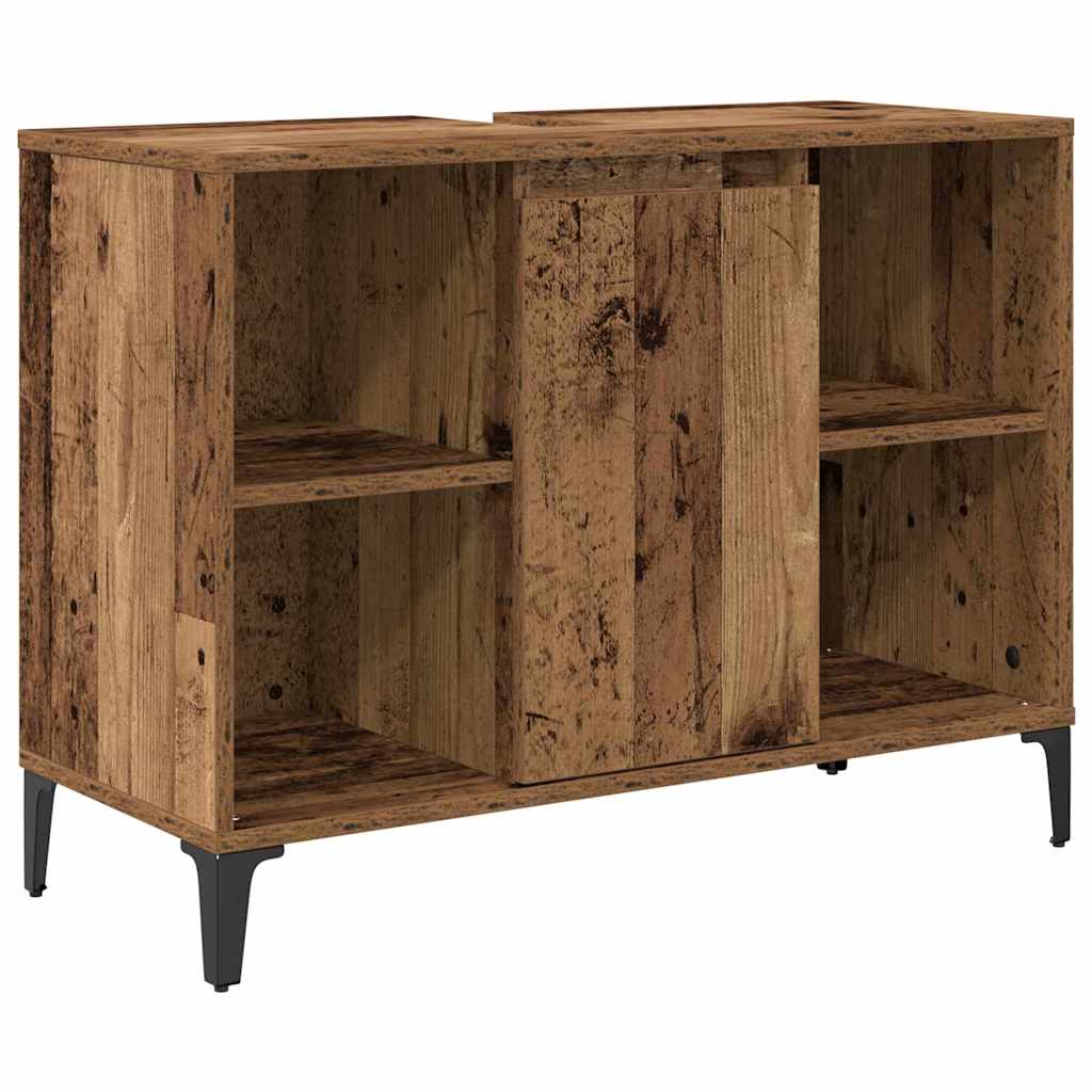 vidaXL Badezimmermöbel-Set mit Regal 3 pcs Altholz Holzwerkstoff