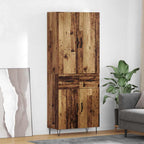 vidaXL Highboard mit Schubladen 2 pcs Altholz Ingenieurholz und Glas
