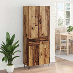vidaXL Highboard mit Schubladen 2 pcs Altholz Ingenieurholz und Glas