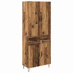 vidaXL Highboard mit Schubladen 2 pcs Altholz Ingenieurholz und Glas
