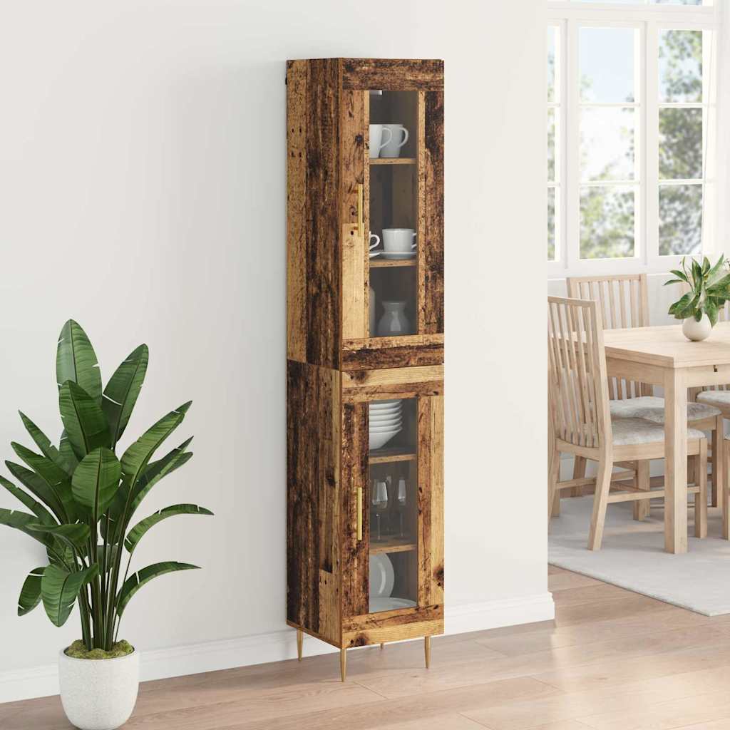 vidaXL Highboard 2 pcs Altholz Glas