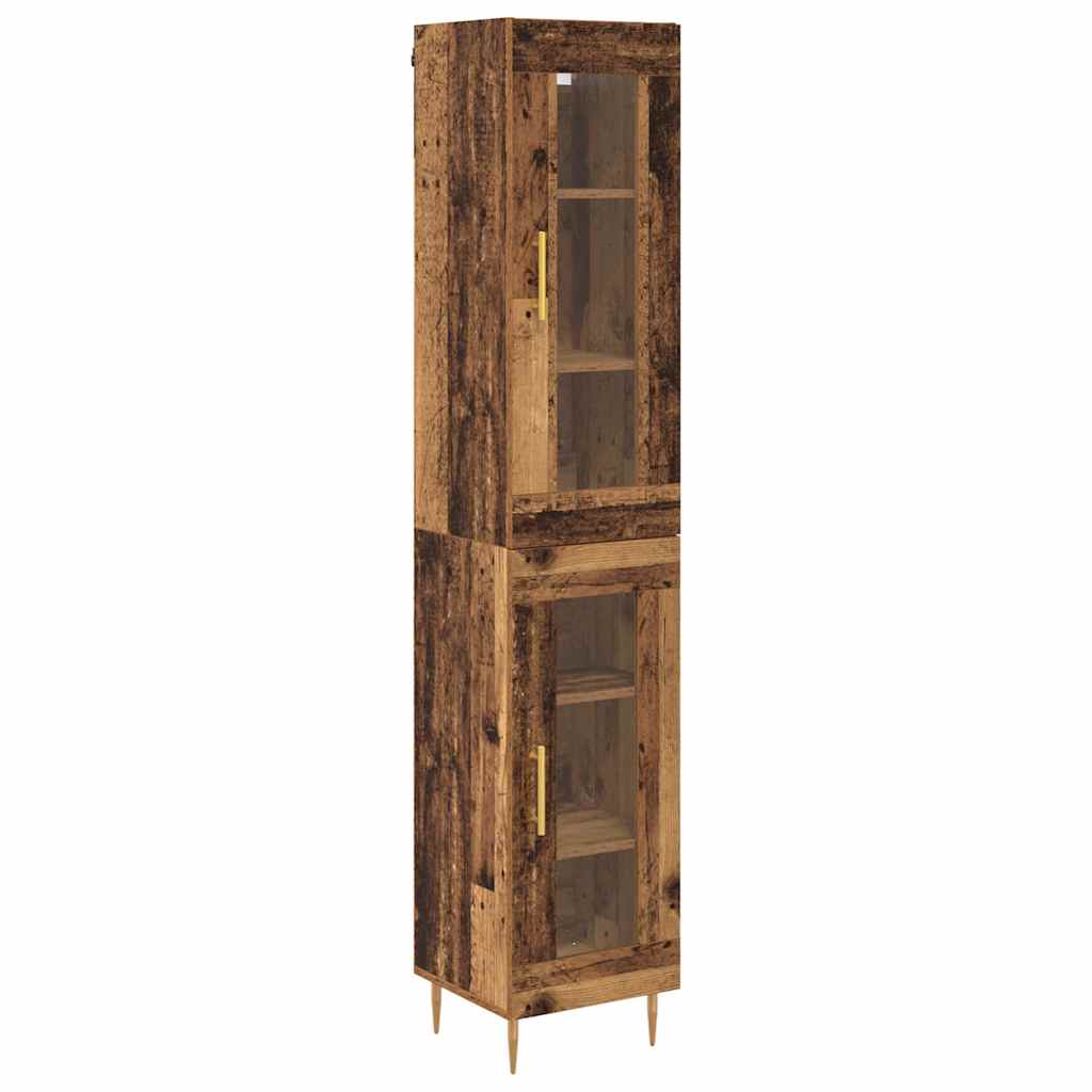 vidaXL Highboard 2 pcs Altholz Glas