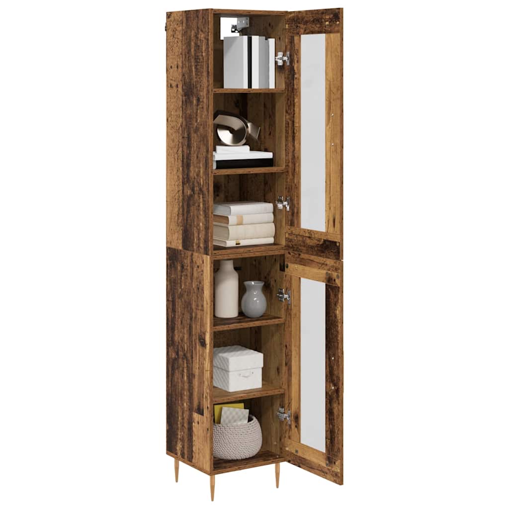 vidaXL Highboard 2 pcs Altholz Glas