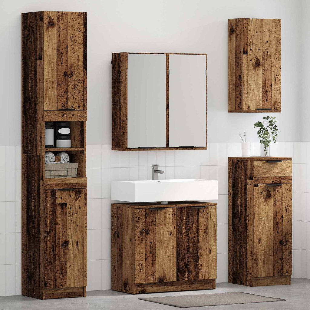 vidaXL Badezimmermöbel-Set mit Schubladen 4 pcs Altholz Holzwerkstoff