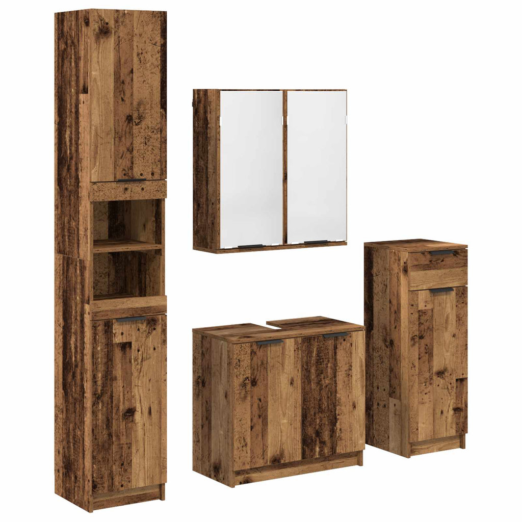 vidaXL Badezimmermöbel-Set mit Schubladen 4 pcs Altholz Holzwerkstoff