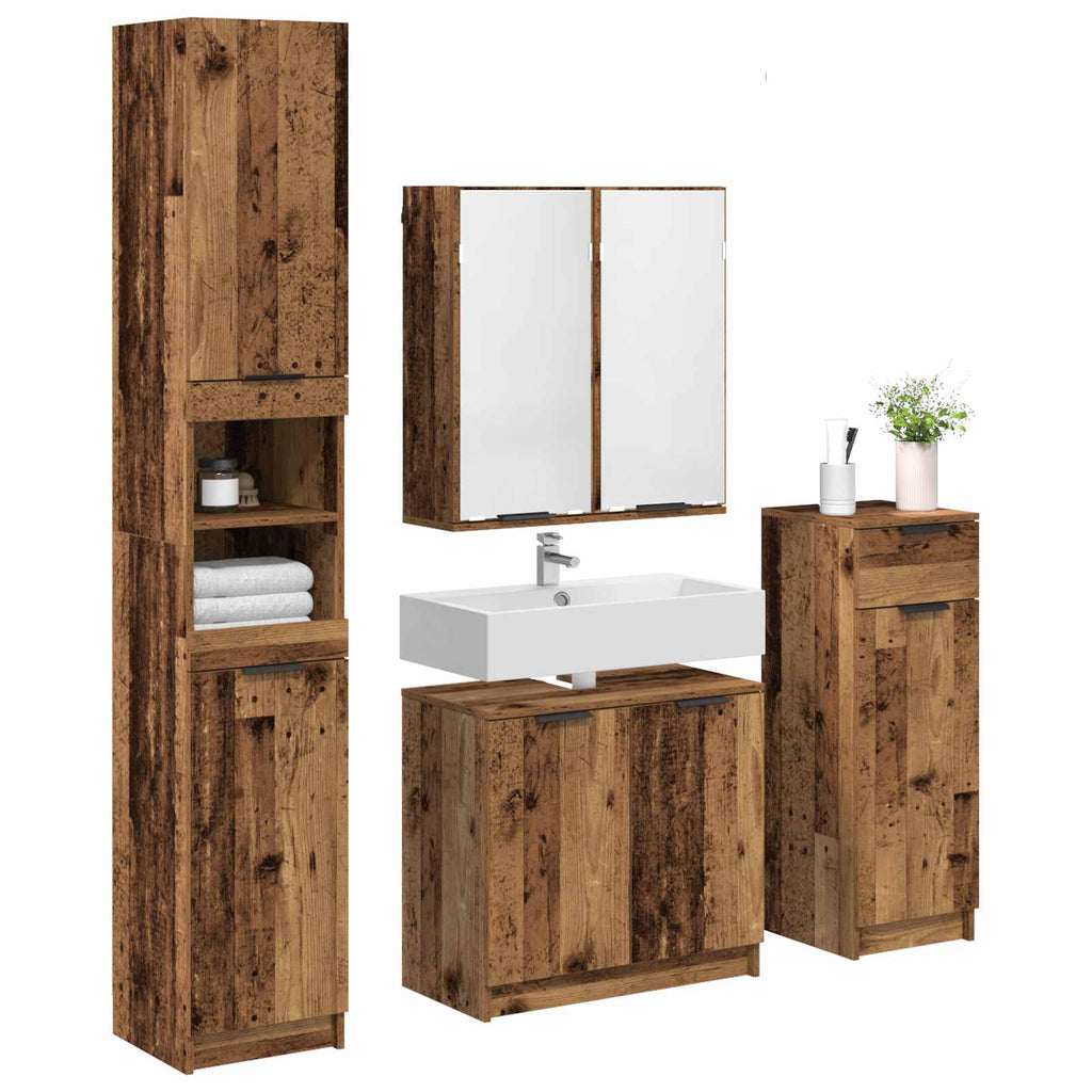 vidaXL Badezimmermöbel-Set mit Schubladen 4 pcs Altholz Holzwerkstoff