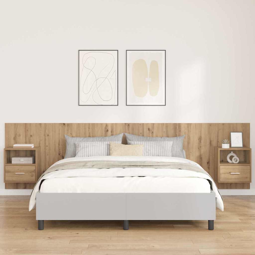 vidaXL Kopfteil mit Schrank 3 pcs Artisan-Eiche Holzwerkstoff