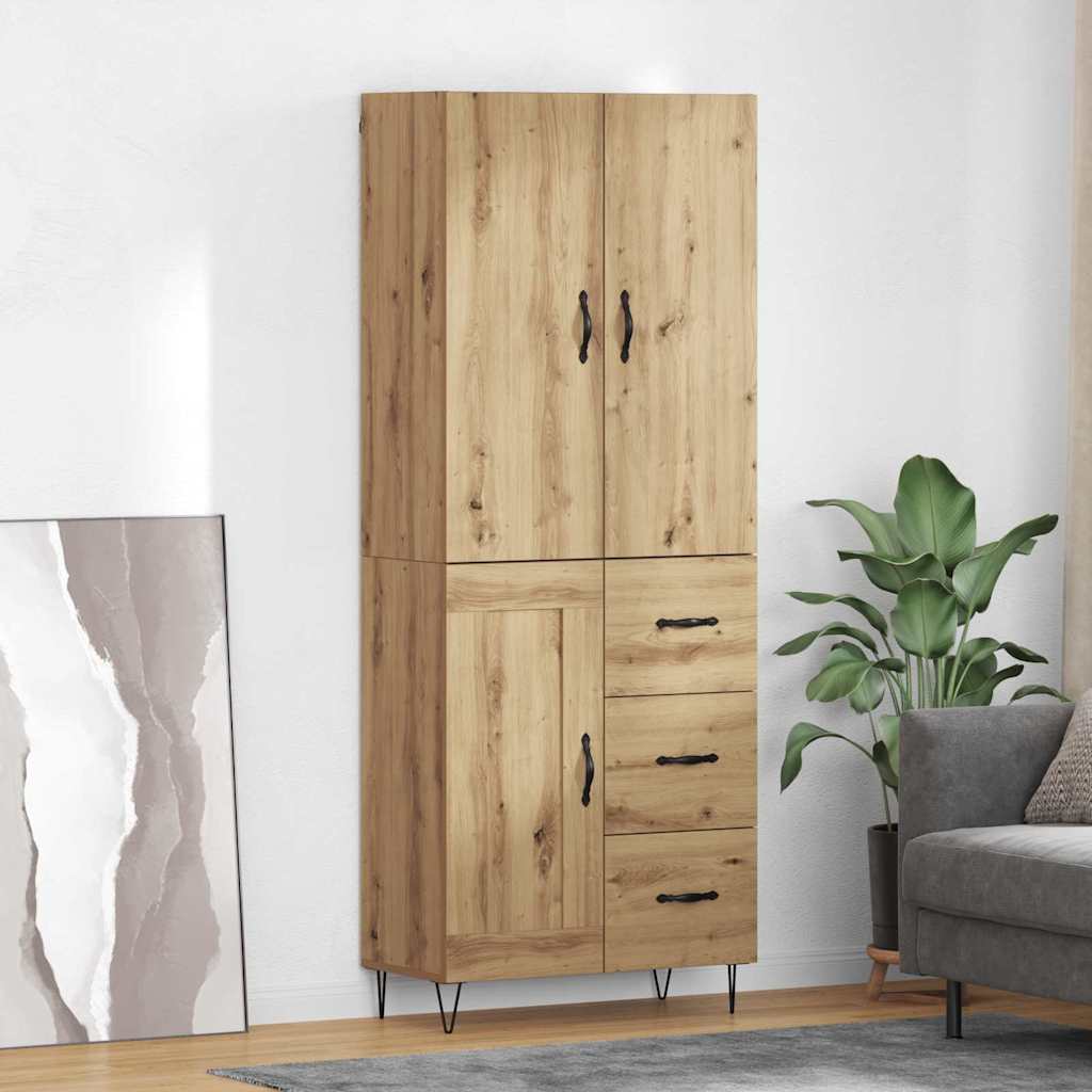 vidaXL Highboard 2 pcs Artisan-Eiche Ingenieurholz und Glas
